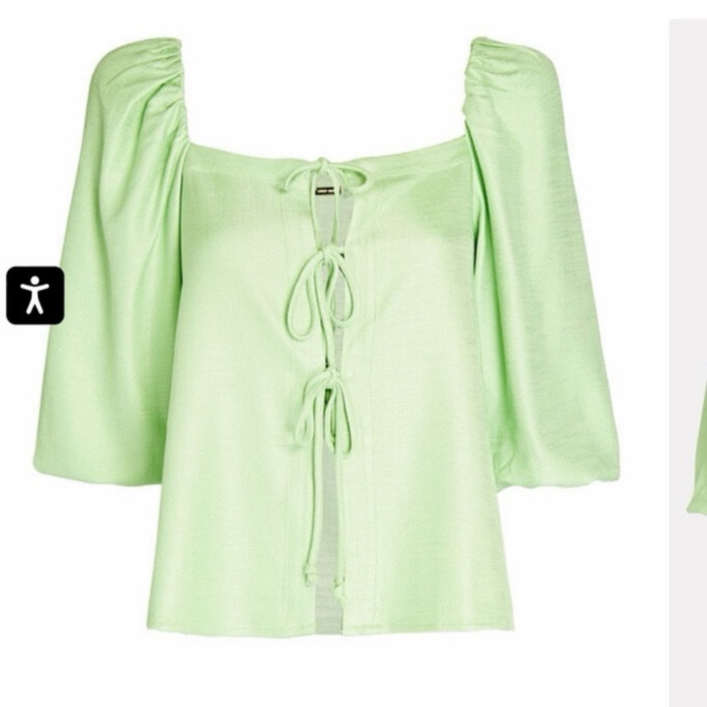 Cult Gaia Aurel Linen Blend Tie Front Top (106)